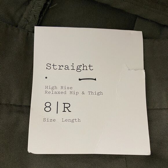 New A New Day Green High Rise Pleat Front Wide Leg Chino Pants Women's Size 8 - Picture 3 of 9